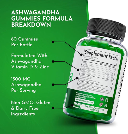 Supergreens & Ashwagandha Gummies - Ashwagandha Promotes Calmness & Enhances The Immune System - Delicious Supergreens With Spinach, Broccoli, Beetroot & Green Tea For Immune Support - 60 Gummies