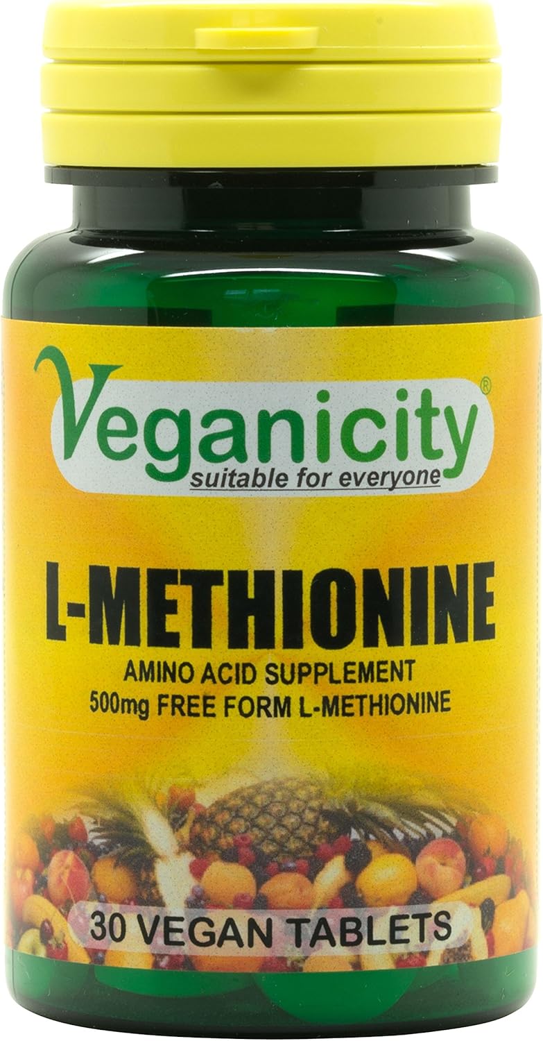Veganicity L-Methionine 500Mg : Amino Acid Supplement : 30 Tablets, In A Planet Friendly 99% Recycled Pot