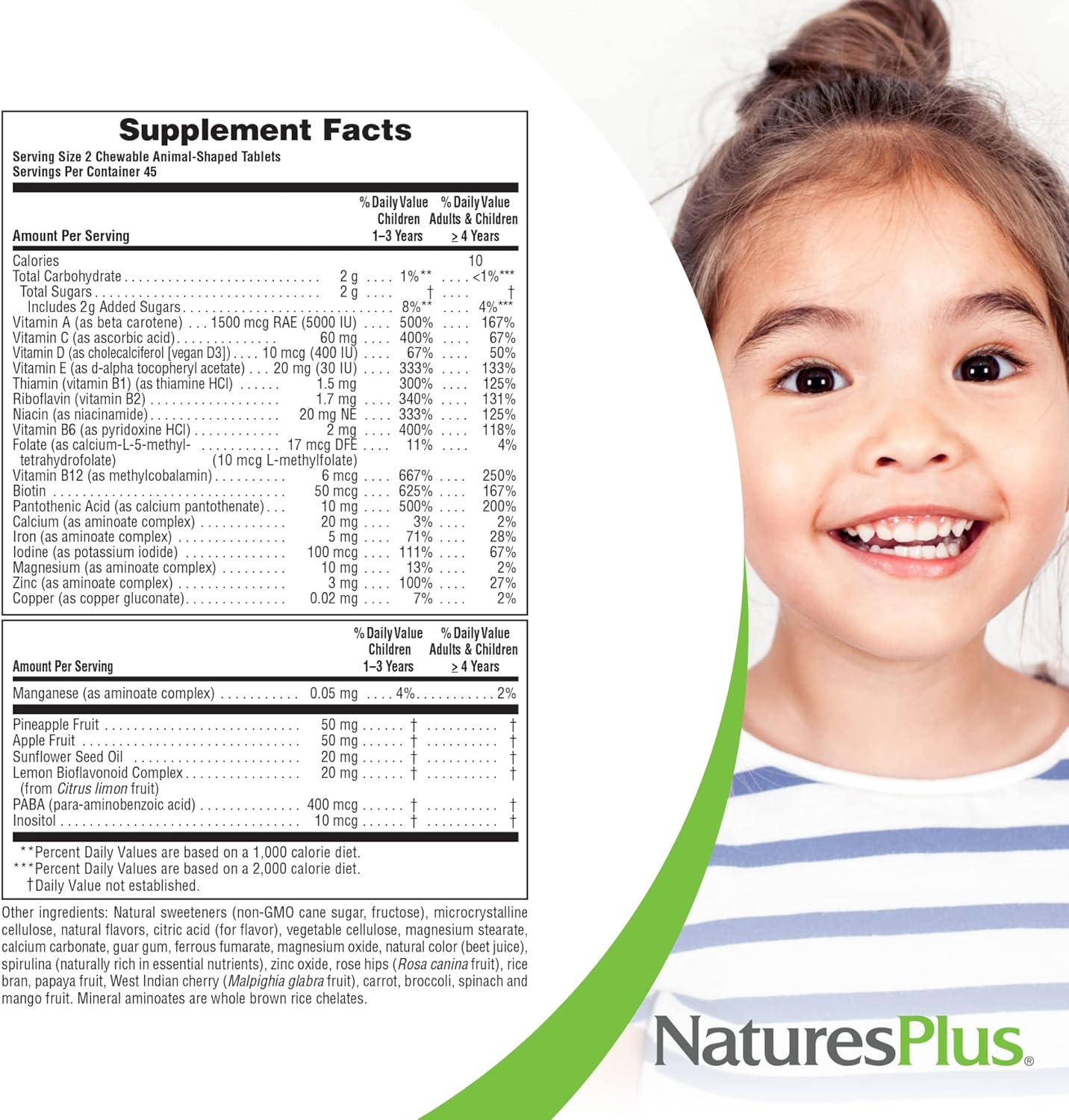 Natures Plus Animal Parade Multivitamin Children'S Chewables - Cherry Flavor - 90 Animal-Shaped Tablets - Promotes Health & Well-Being - Vegetarian, Gluten Free - 45 Servings