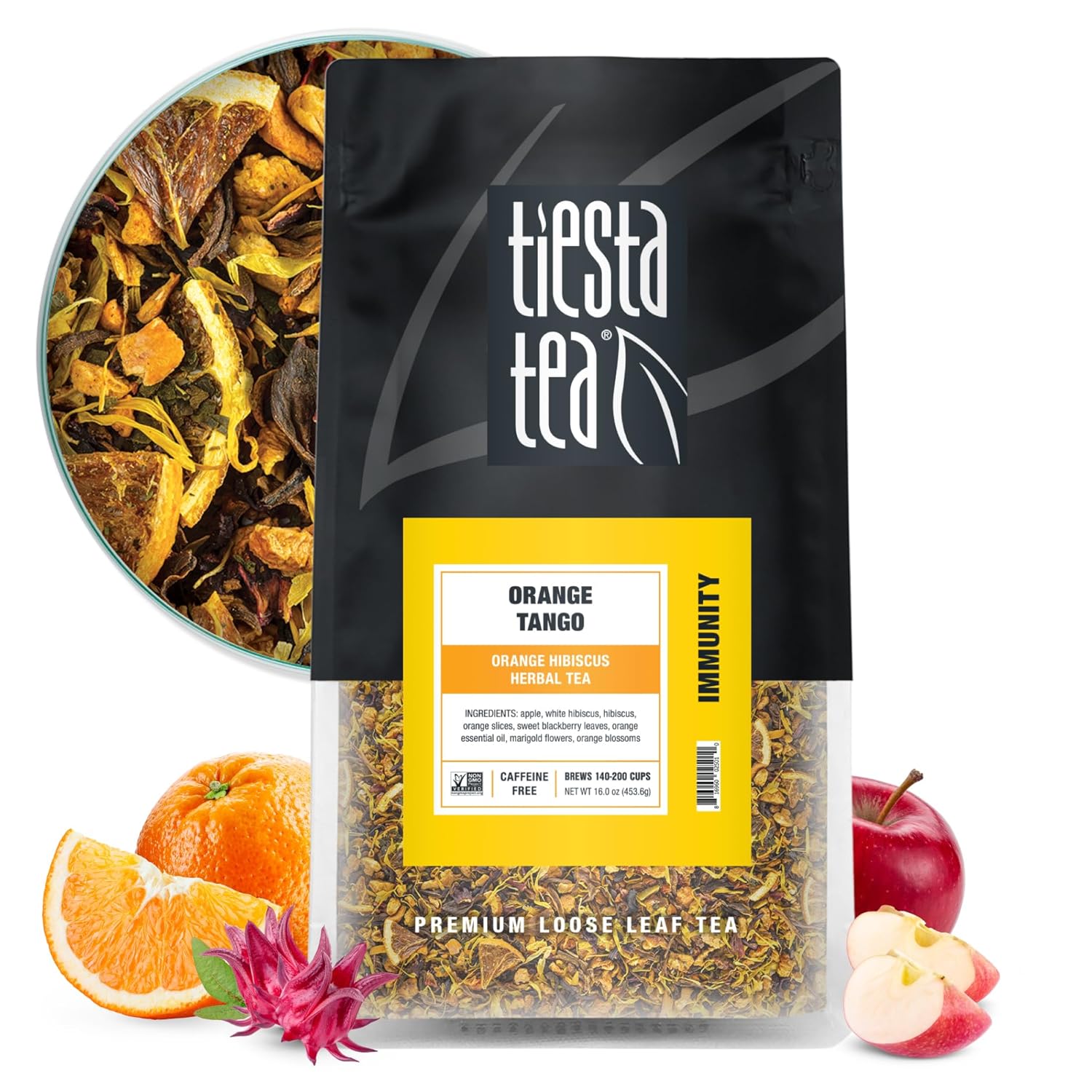 Tiesta Tea - Orange Tango | Orange Hibiscus Herbal Tea | Premium Loose Leaf Tea Blend | Non-Caffeinated Fruit Tea | Make Hot Or Iced Up & 200 Cups | Made W/Natural Ingredients - 16Oz Resealable Pouch