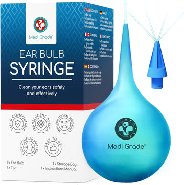 Medi Grade Ear Bulb Syringe Ear Wax Removal Kit, 75 Ml - Translucent Bulb Ear Syringe Kit For Removing Ear Wax And Improving Hearing With Ear Cleaner Quad-Stream Tip - Ear Wax Remover Ear Cleaning Kit