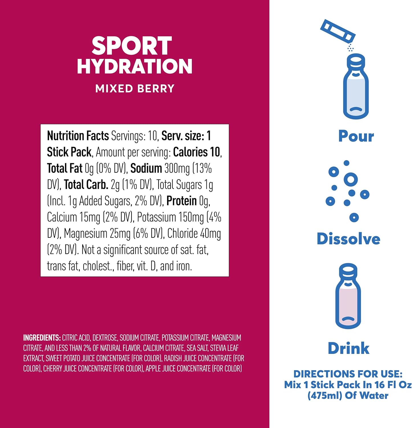 Nuun Sport Electrolyte Powder Packets - Mixed Berry Flavor | 5 Essential Electrolytes for Hydration | Easy Open Drink Mix with Magnesium | 1g Sugar | Non GMO, Vegan | 16 Single Serving Sticks : Health & Household