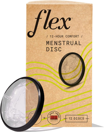 Flex Menstrual Discs | Disposable Period Discs | Reduce Cramps & Dryness | Beginner-Friendly Tampon Alternative | Capacity Of 5 Super Tampons | Made In Canada | 12 Count