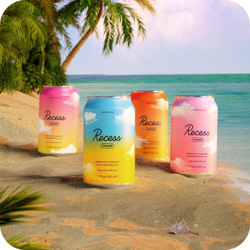 Recess Mood Magnesium & Adaptogen Drink, Relaxation Beverage, 12 Ounce (Peach Ginger, 12 Pack)