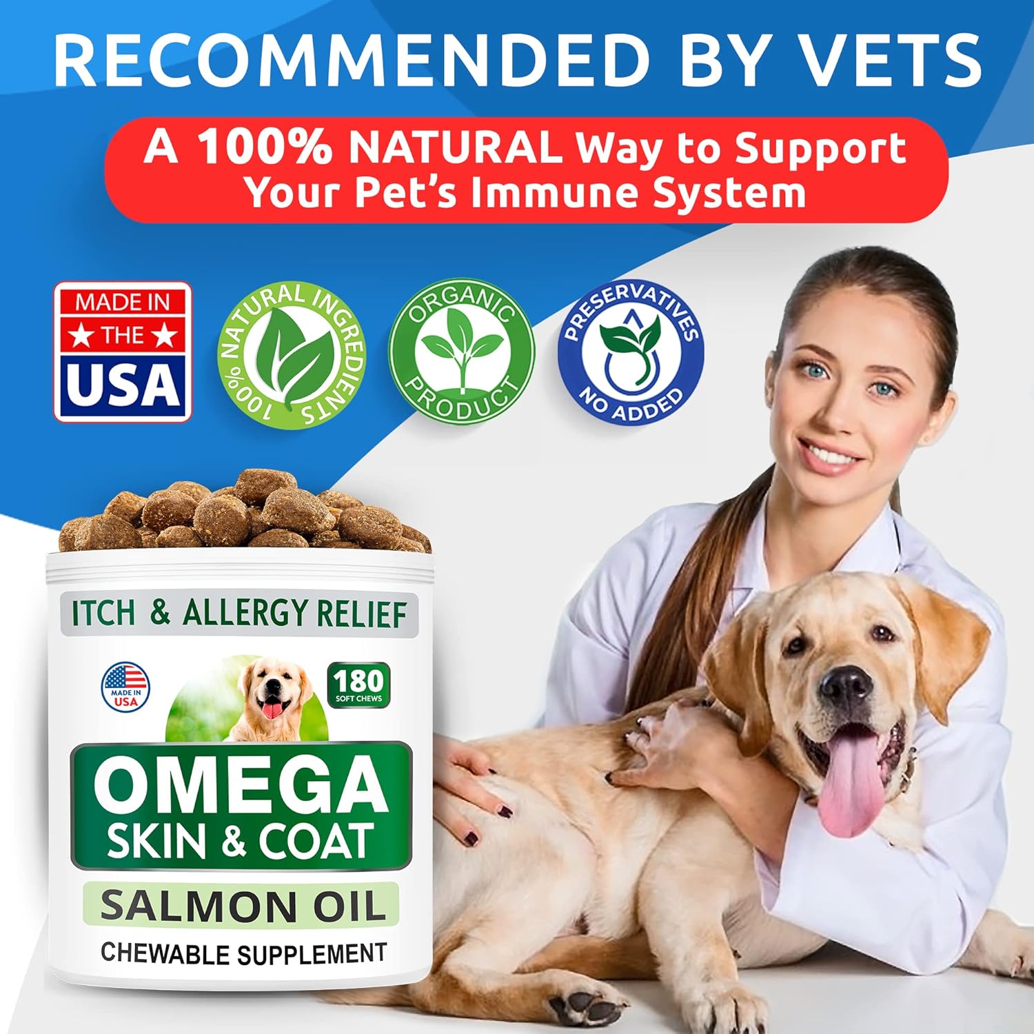 BARK&SPARK (Pack of 2) Omega 3 for Dogs - 360 Fish Oil Chews for Dog Shedding, Skin Allergy, Itch Relief, Hot Spots Treatment - Joint Health - Skin & Coat Supplement - EPA&DHA Fatty Acids - Salmon Oil : Pet Supplies