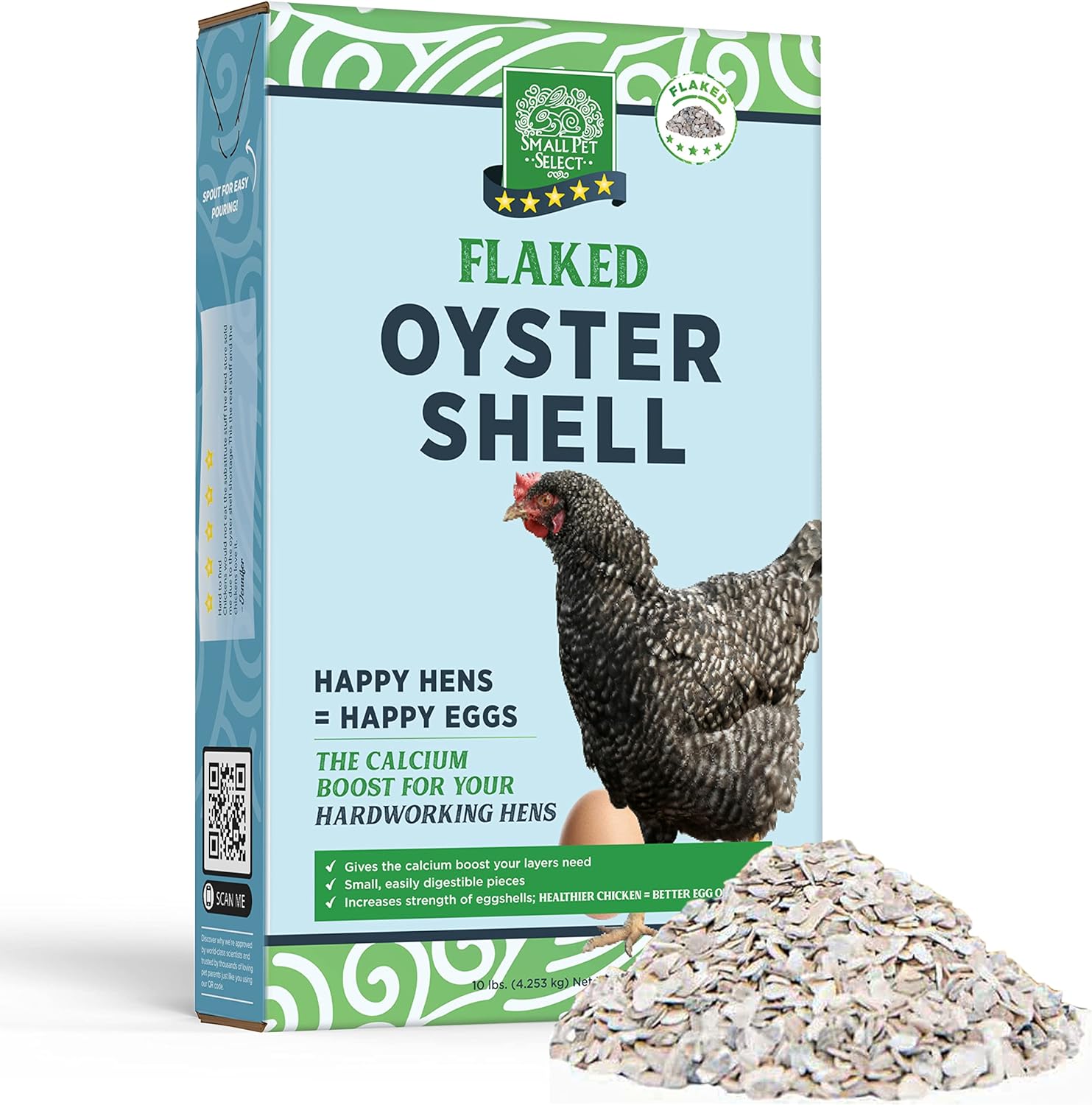 Small Pet Select Flaked Oyster And Seashell Mix - Calcium Supplement For Chickens & Ducks (10Lb)