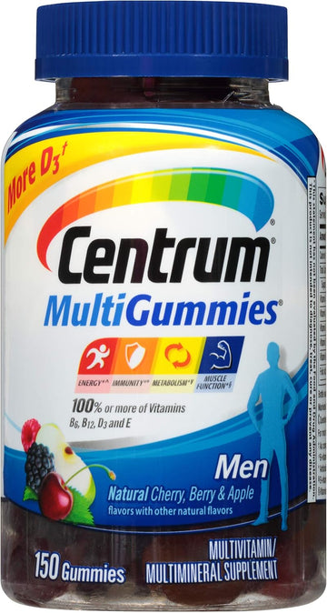 Centrum Multigummies Men (150 Count, Natural Cherry, Berry, Apple Avor) Multivitamin/Multimineral Supplement Gummies