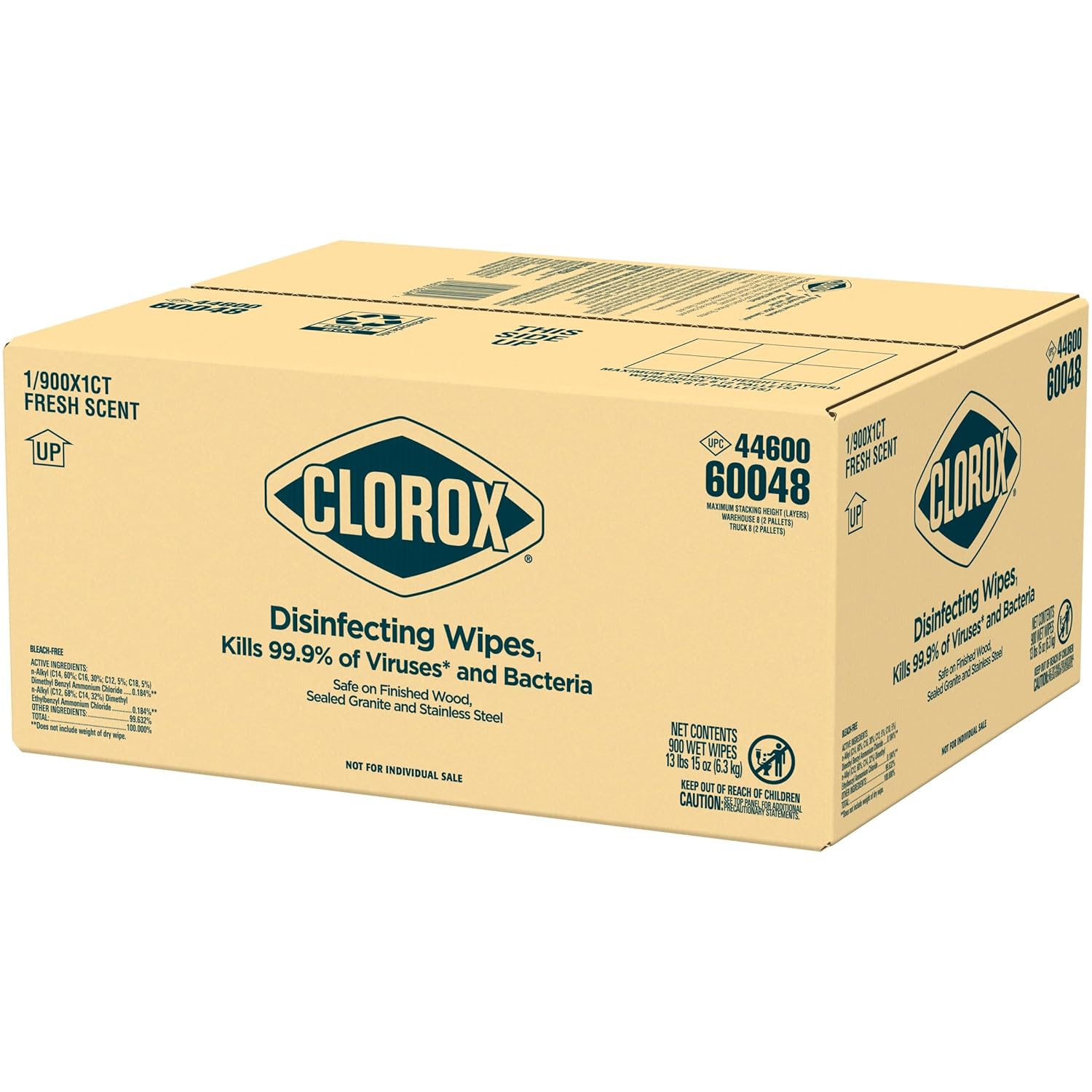 Clorox Disinfecting Wipes, Bleach Free Cleaning Wipes, Fresh, 1 Count, Pack Of 900