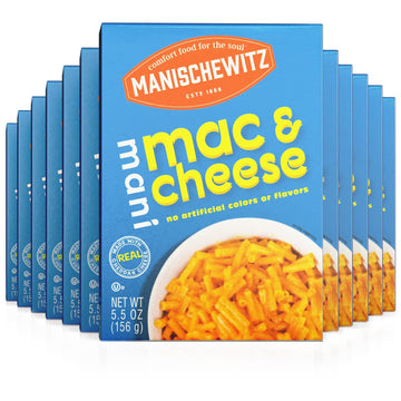 Manischewitz Kosher Mac & Cheese, 5.5oz (12 Pack) Made with Real Cheddar Cheese, No Artificial Colors of Flavors, Certified Kosher