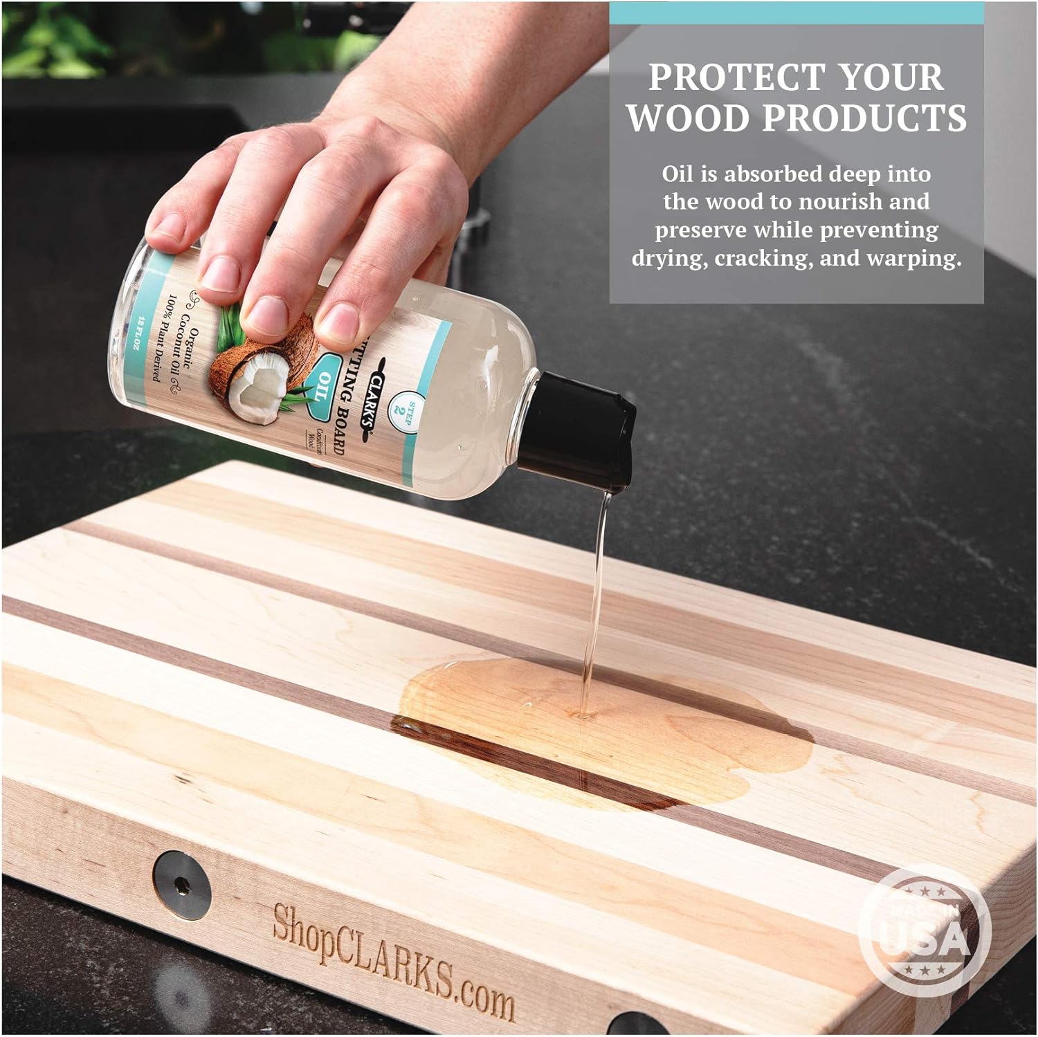CLARK'S Cutting Board Care Kit with Coconut Oil - Includes Wax, Soap, Scrub Brush, Buffing Pad, and Applicator - for Kitchen Countertops, Butcher Blocks, Wooden Bowls and Utensils - Food Safe : Health & Household