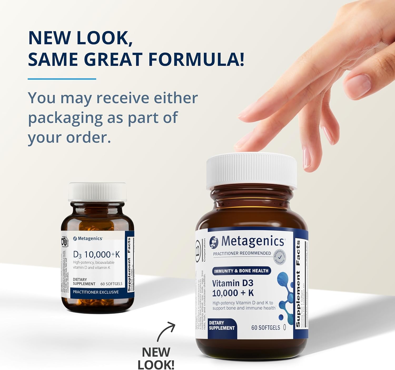 Metagenics Bundle - OmegaGenics EPA-DHA 720 & D3 10,000 + K - 30 Servings of OmegaGenics EPA-DHA 720 for Heart Health, Immune Function - 60 Softgels of D3 10,000 + K for Bone Health, Heart Health : Health & Household