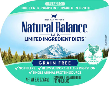 Natural Balance Limited Ingredient Diet Chicken & Pumpkin In Broth | Grain-Free Wet Adult Cat Food | 2.75-Oz. Cup, (Pack Of 24)