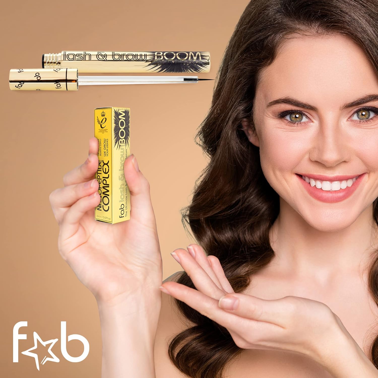 Fab Lash And Brow Boom - The Ultimate Lash And Brow Growth Serum - Lash Serum For Thicker, Longer & Fuller Lashes And Brows - Infused With Castor Oil, Biotin & Eyelash Primer For Healthy Hair Growth : Beauty & Personal Care