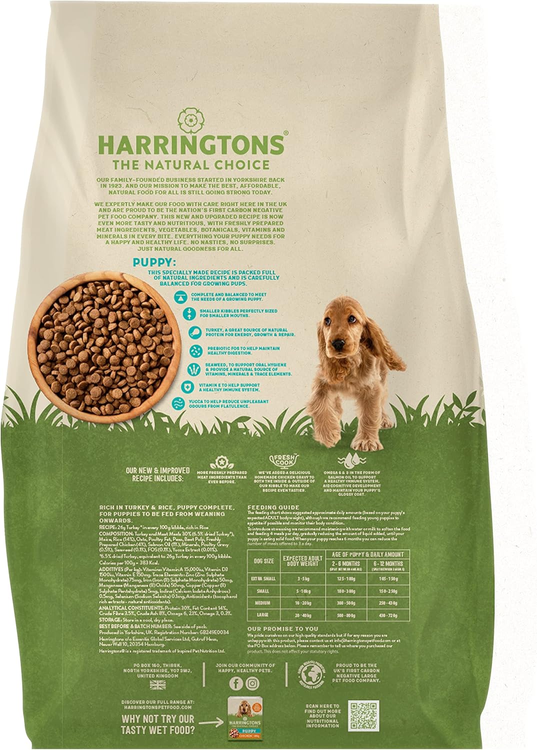 Harringtons Complete Puppy Dry Dog Food Turkey & Rice 18kg - Made with All Natural Ingredients :Pet Supplies