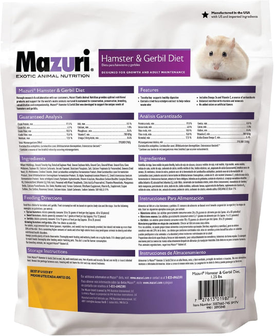 Mazuri Hamster & Gerbil Diet | 1.25 Pound (1.25 Lbs) Bag