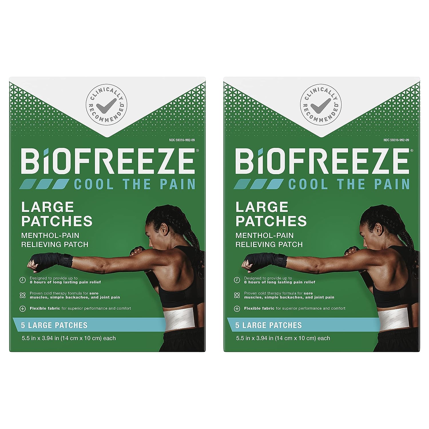 Biofreeze Pain Relief Patches, Arthritis Pain Reliver, Knee & Lower Back Pain Relief Patch, Sore Muscle Relief, Neck Pain Relief, 2 Pack (5 Biofreeze Menthol Patches)