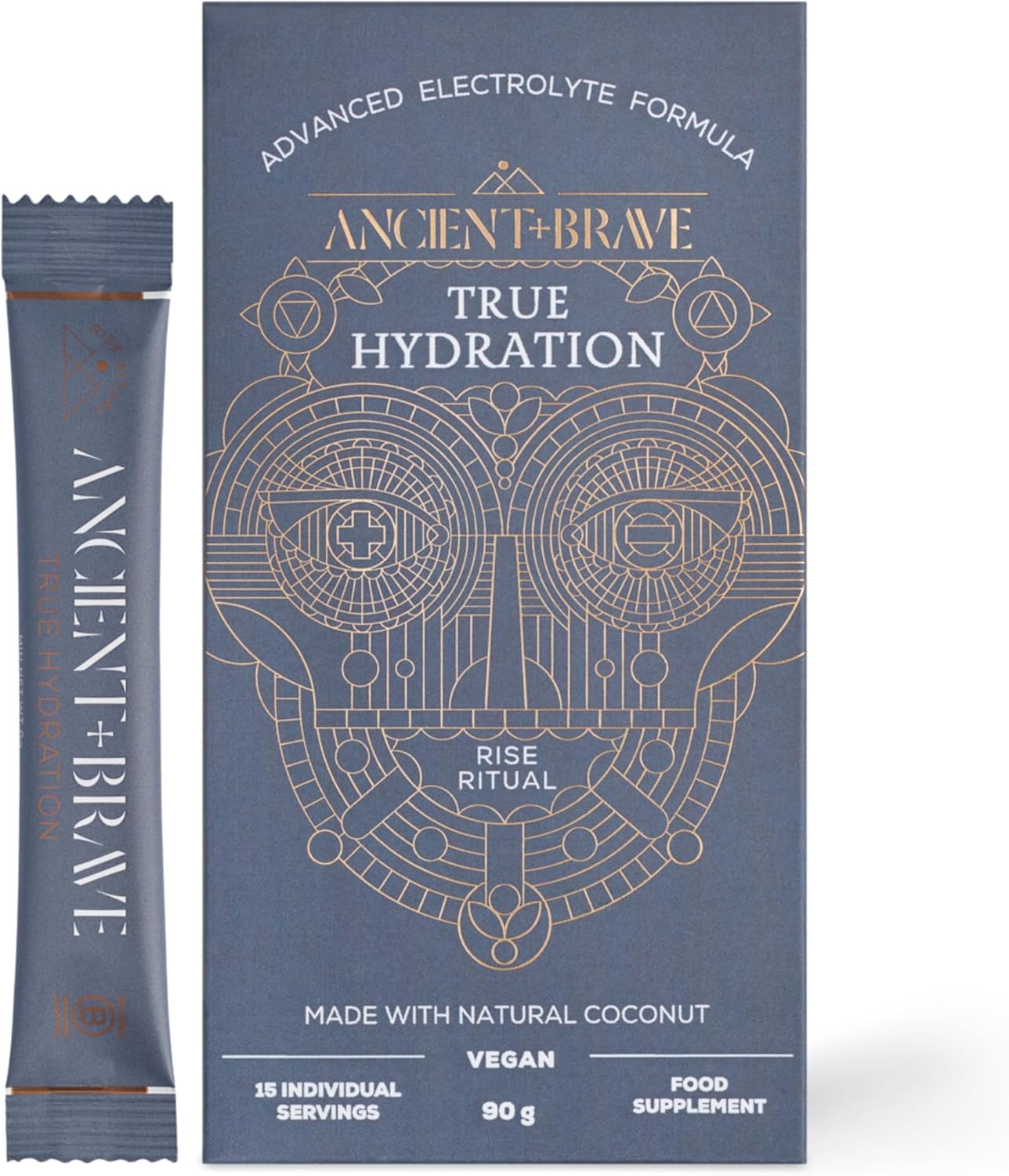 Ancient + Brave True Hydration - Electrolyte Powder 15 X 6G Sachets - Magnesium, Potassium, Chromium - Coconut Water Blend For Morning Replenishment, Post Workout Recovery - Vegan, Natural Flavor