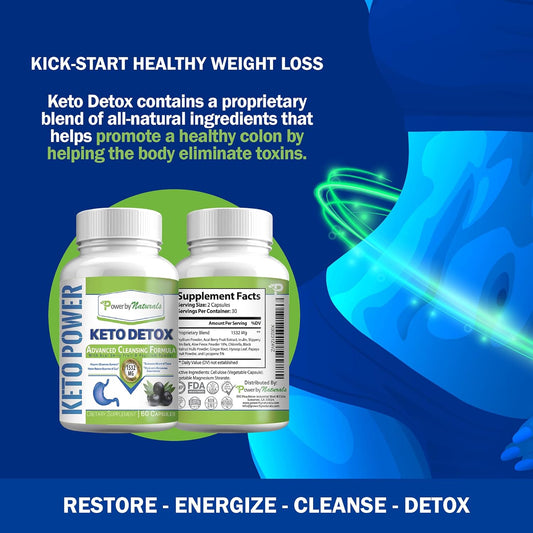 Power By Naturals Keto Detox & Support – Herbal Blend For Energy & Digestive Balance – 60 Capsules