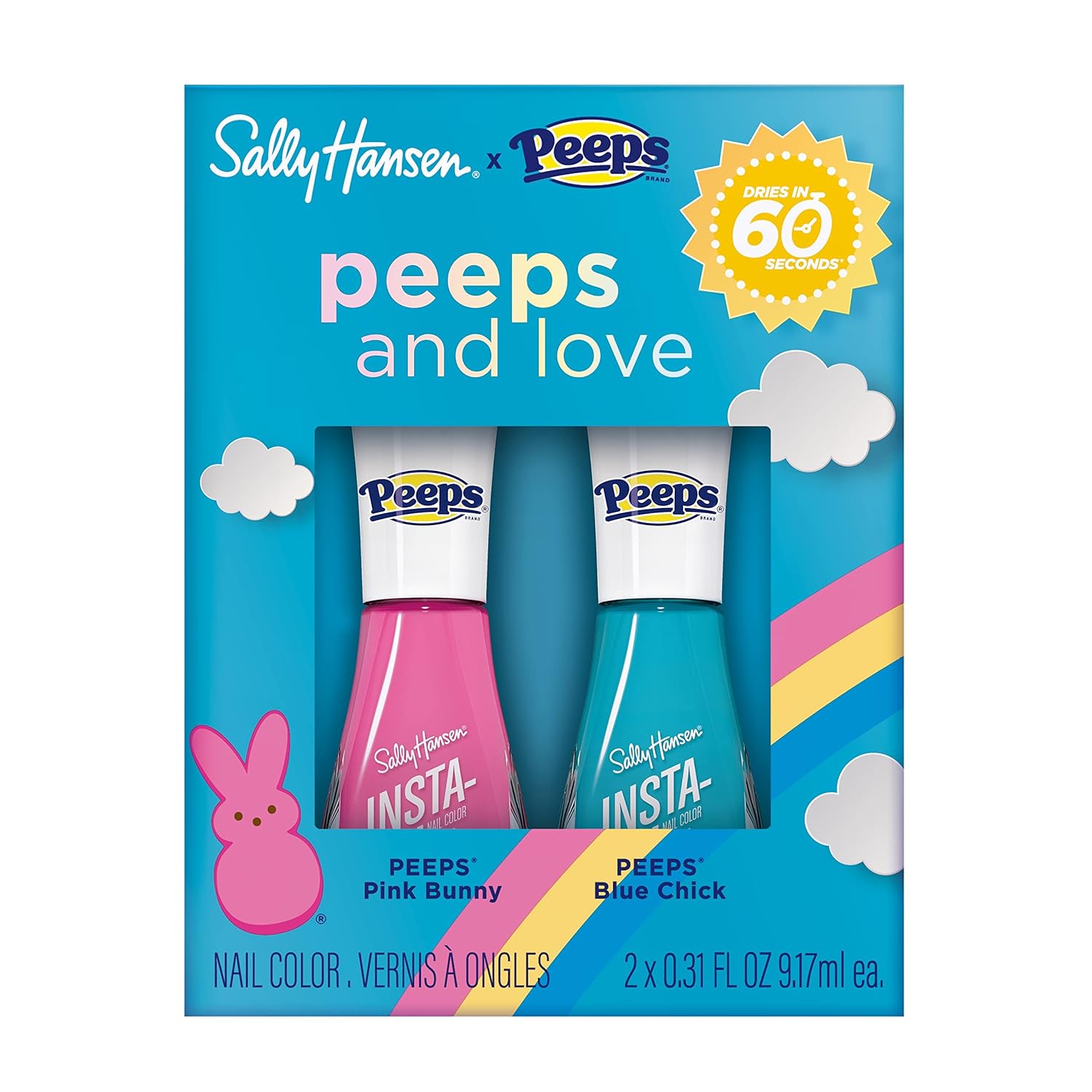 Sally Hansen Insta-Dri X Peeps® Nail Polish Collection - Peeps® & Love Duo Pack, 0.31 Fl Oz