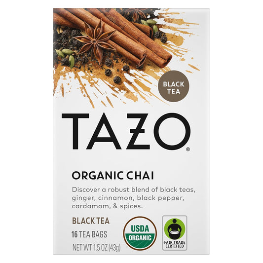 Tazo Tea Bags, Black Tea, Regenerative Organic Chai Tea, 16 Count (Pack Of 6)