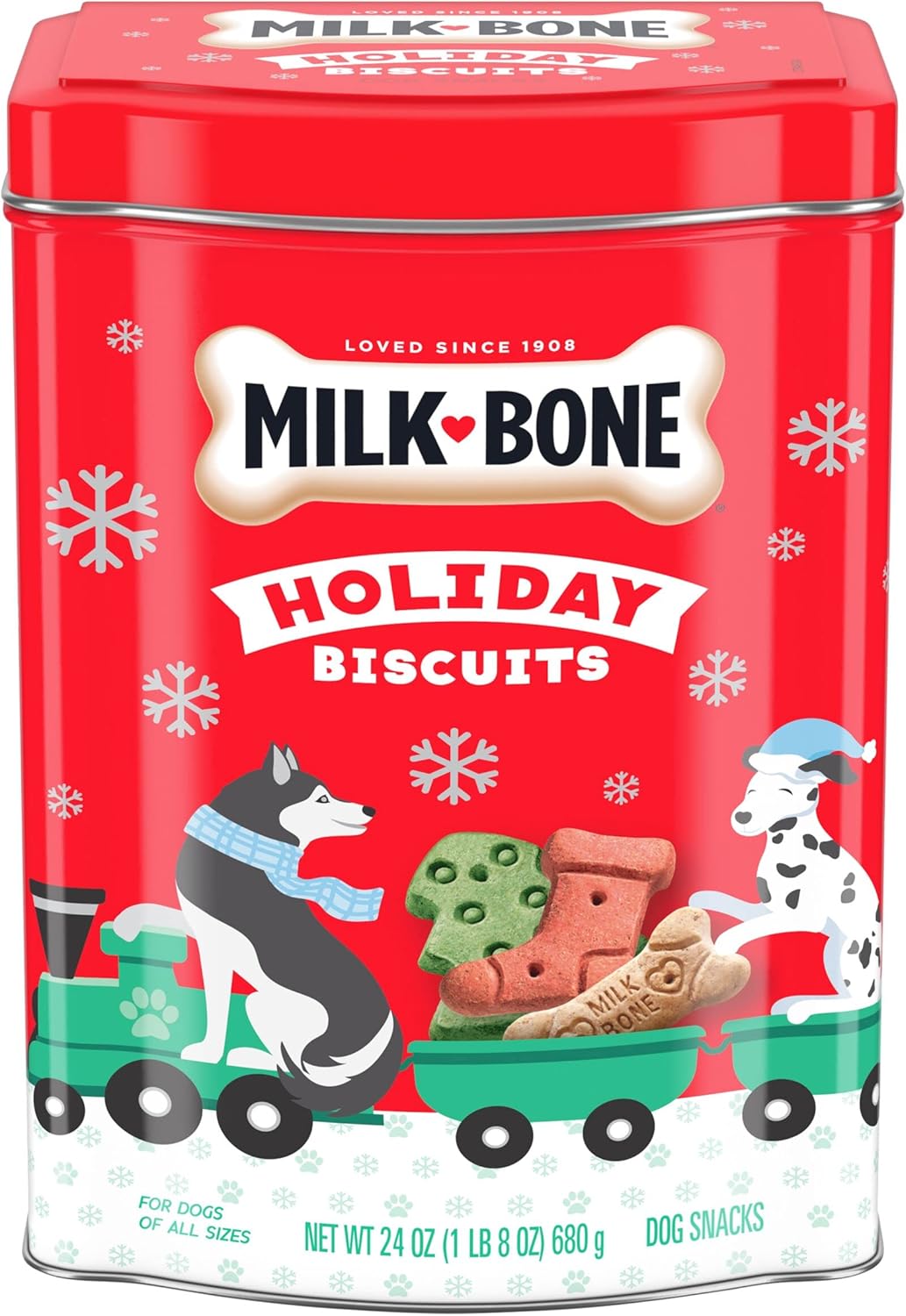 Milk-Bone Limited Edition Holiday Dog Treats, Small Biscuits, 24 Ounce Reusable Tin