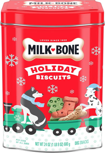 Milk-Bone Limited Edition Holiday Dog Treats, Small Biscuits, 24 Ounce Reusable Tin