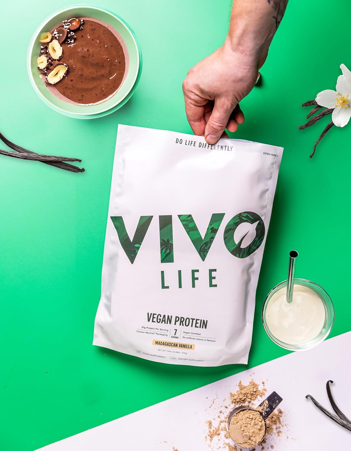 Vivo Vegan Protein Powder - 0.7 Oz Of Plant-Based Protein Per Scoop, 30 Servings (31.7 Oz) (Vanilla) (31.7 Oz, Unflavored)