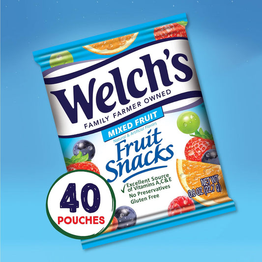 Welch'S Fruit Snacks Bundle, Mixed Fruit, Juicy Fruit Gushers & Fruit Snacks, Gluten Free, Bulk Pack, Individual Single Serve Bags, 0.8 Oz & 1 Oz (Pack Of 54)