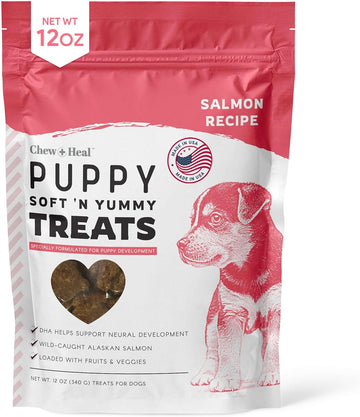 Dog Salmon Jerky For Puppies - 12 Oz Of Puppy Salmon Dog Treats For Puppy Development - Made With Wild Alaskan Salmon, Chickpeas, Carrots, Sweet Potato, And Fruit - Made In The Usa
