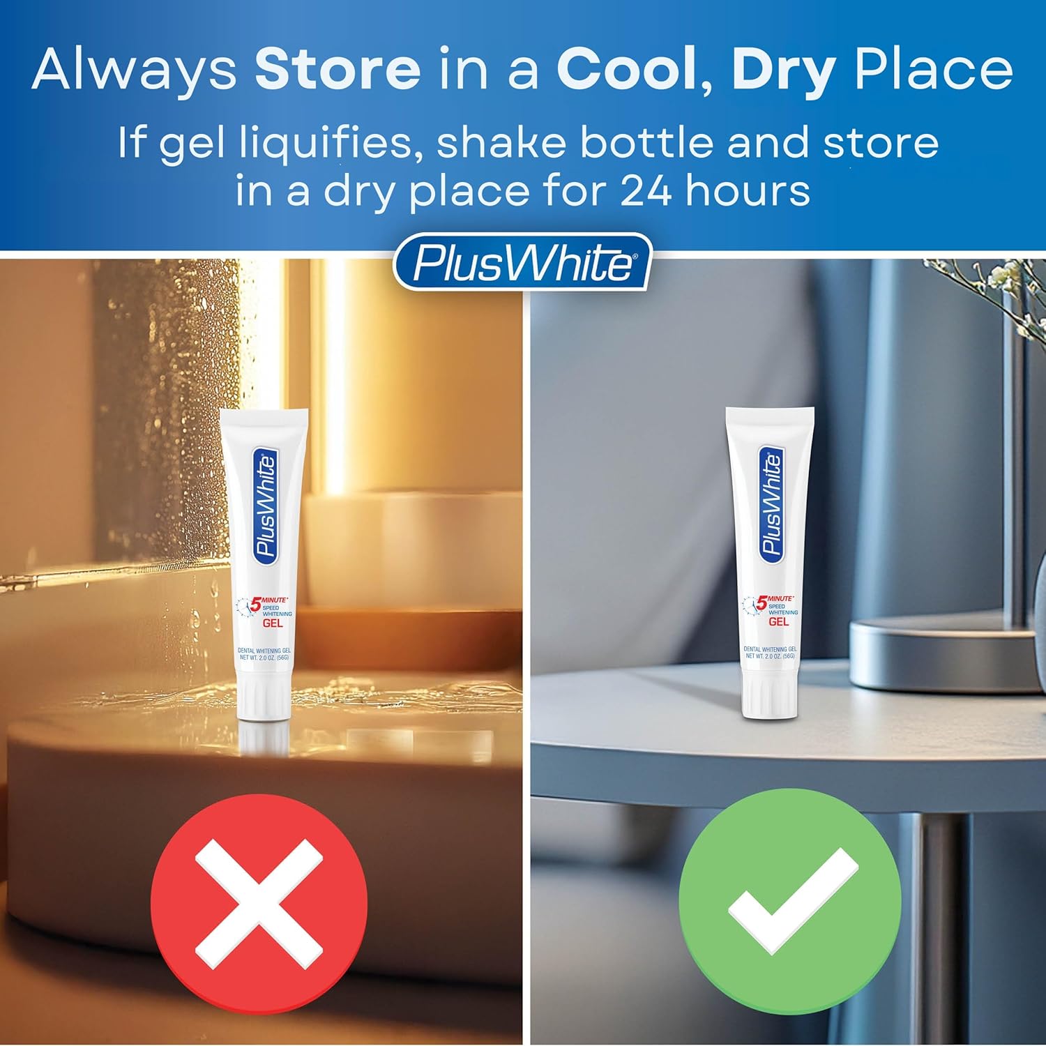 Plus White Speed Whitening Gel - 5 Minute Results - Professional At Home Teeth Whitening W/Dentist Approved Ingredient & Tooth Stain Remover (2 Oz) : Health & Household