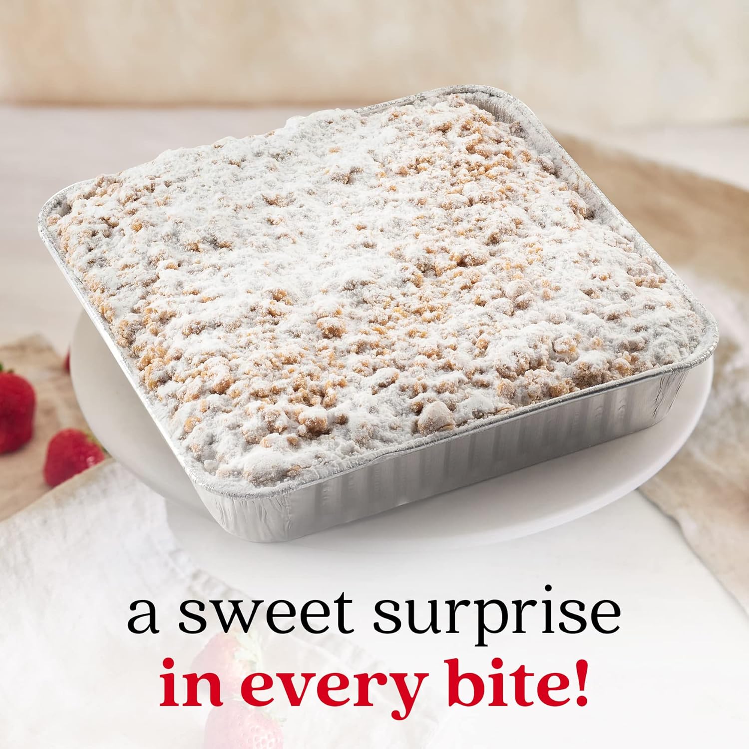 David'S Cookies Original Crumb Cake Tray, 30 Oz - Classic Homemade Gourmet Dessert, Great For Parties, Special Occasions - Fresh Baked, Rich Flavor