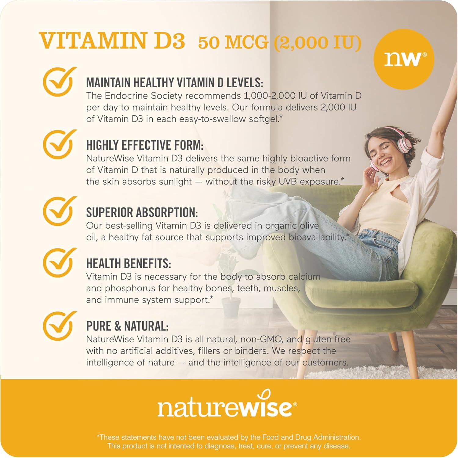 Naturewise Vitamin B12 1000Mcg 360 Softgels And Vitamin D3 2000Iu 360 Count For Energy, Immunity And Bone Support