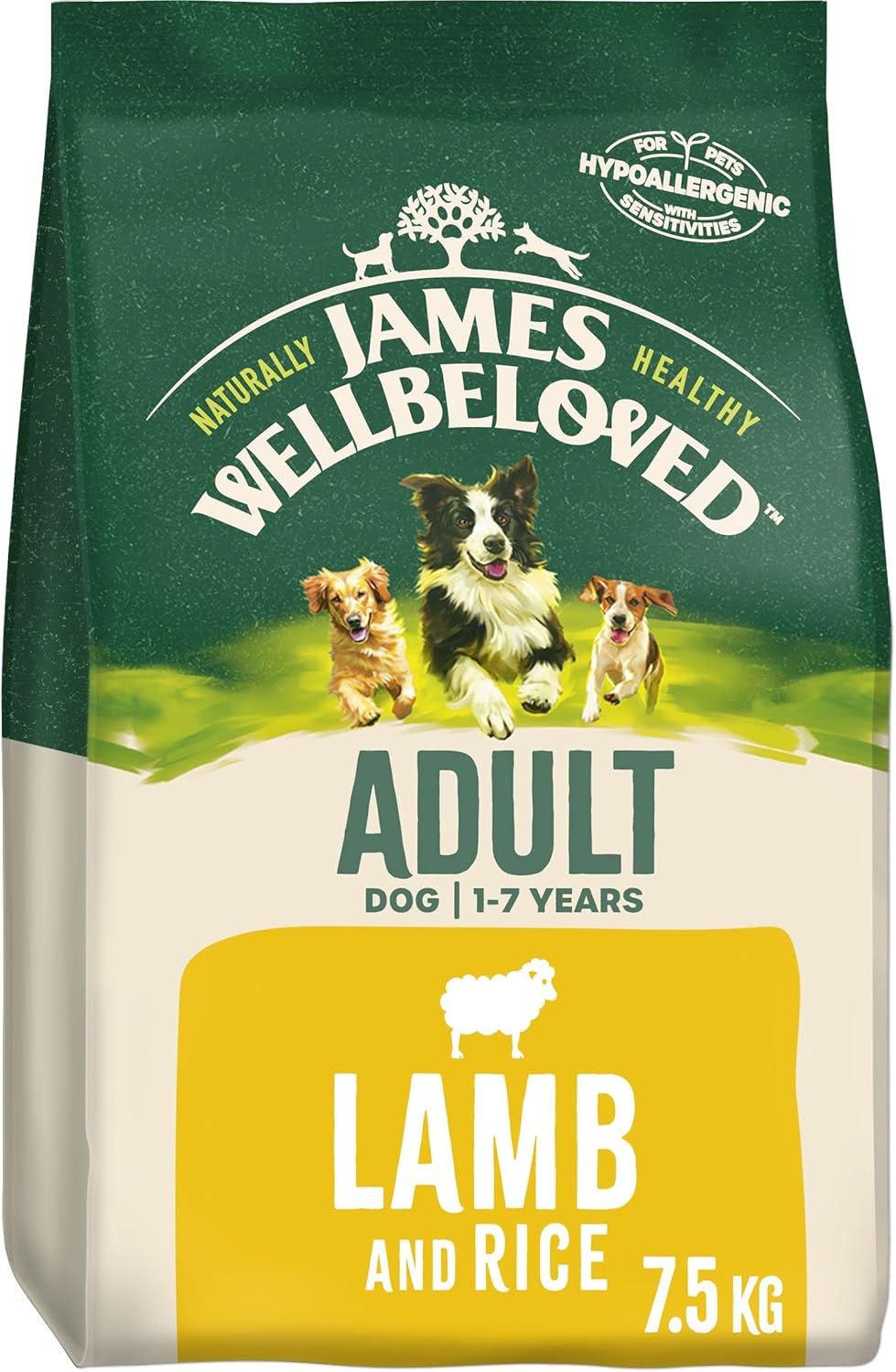 James Wellbeloved Complete Dry Adult Dog Food Lamb and Rice, 7.5 kg?02JA3