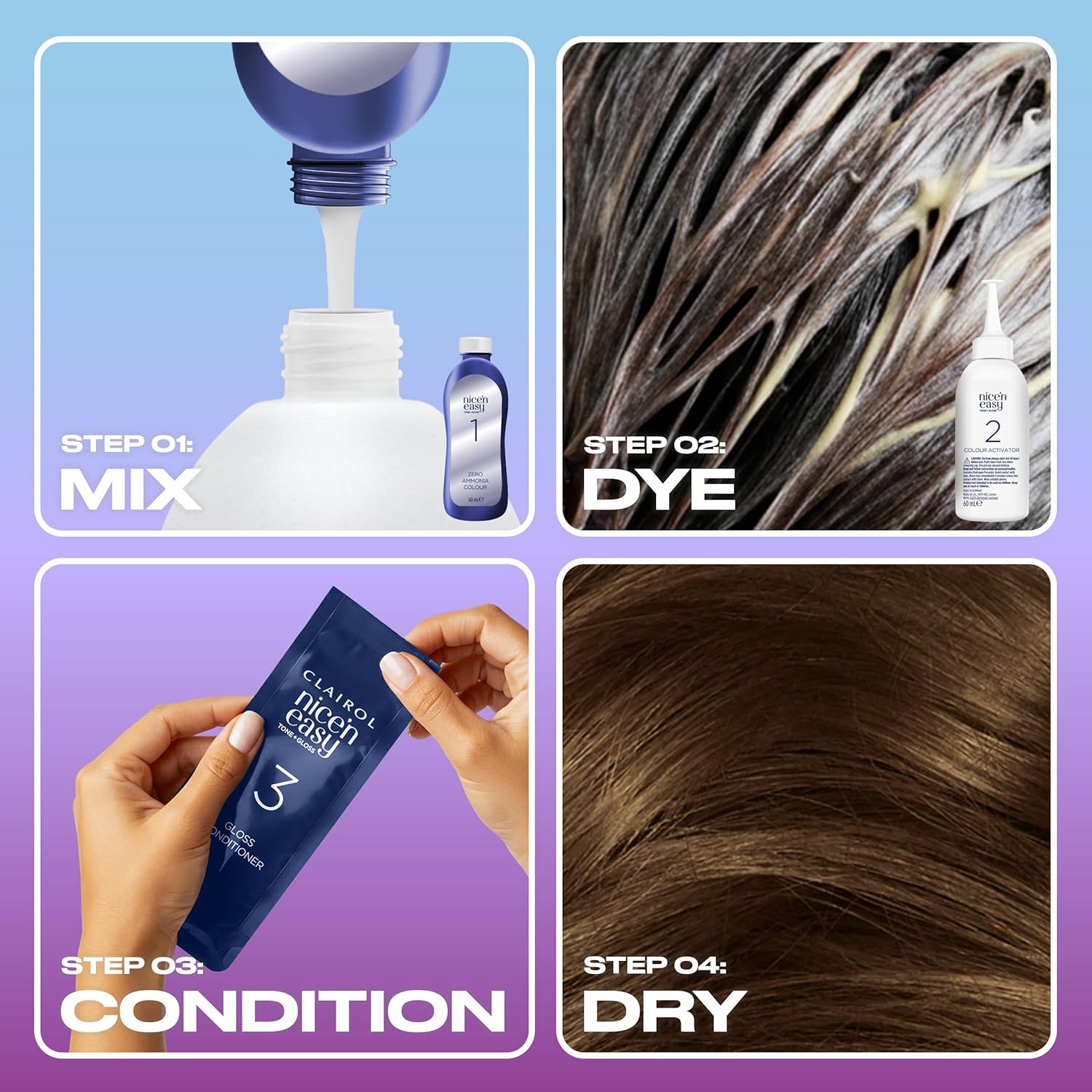 Clairol Nice'n Easy Tone+Gloss Semi Permanent Hair Dye - 611/75 Light Ash Brown : Amazon.co.uk: Beauty