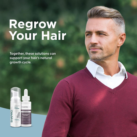 Men’s Regrowth Travel Kit: Leave-In Foamer, 5% Minoxidil. Achieve Thicker, Fuller, and Healthier Looking Hair with Shapiro MD, 1 Month Supply