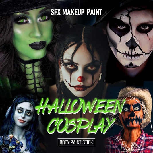 Kyda 2 Colors Body Paint Stick, Eye White & Black Stick For Sports, Body Paint Stick For Adults And Kids, Halloween Skeleton Goths Zombie Cosplay Sfx Makeup, Clown Black Stick