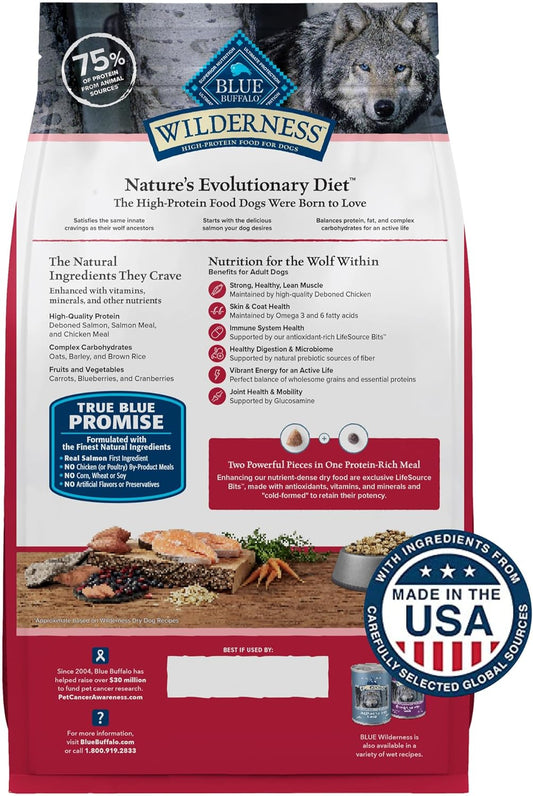 Blue Buffalo Wilderness Natural High-Protein Dry Food For Adult Dogs, Salmon Recipe, 4.5-Lb. Bag