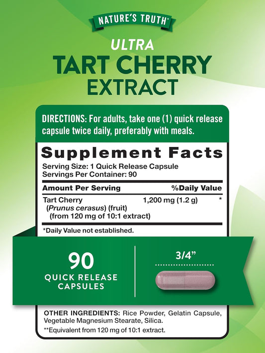 Nature'S Truth Tart Cherry Extract Capsules | 1200 Mg | 90 Count | Non-Gmo & Gluten Free Supplement