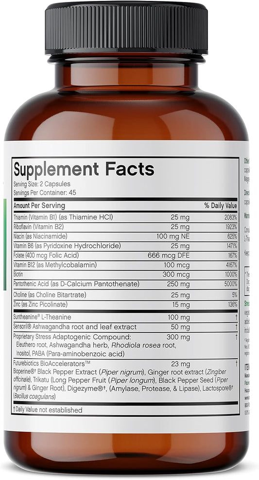 Futurebiotics Stressassist L-Theanine Ashwagandha And Rhodiola Rosea Stress Complex - Natural Nutritional Stress Function, 90 Vegetarian Capsules