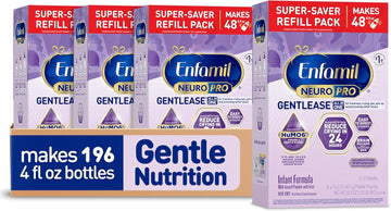 Enfamil Neuropro Gentlease Baby Formula, Brain Building Dha, Humo6 Immune Blend, Designed To Reduce Fussiness, Crying, Gas & Spit-Up In 24 Hrs, Has Prebiotics To Promote Softer Stools, Baby Milk, 35.2 Oz (Pack Of 4)