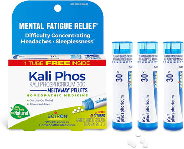Boiron Kali Phosphoricum 30C Homeopathic Medicine For Headaches, Sleeplessness, Mental Fatigue, And Concentration Difficulties - 3 Count (240 Pellets)