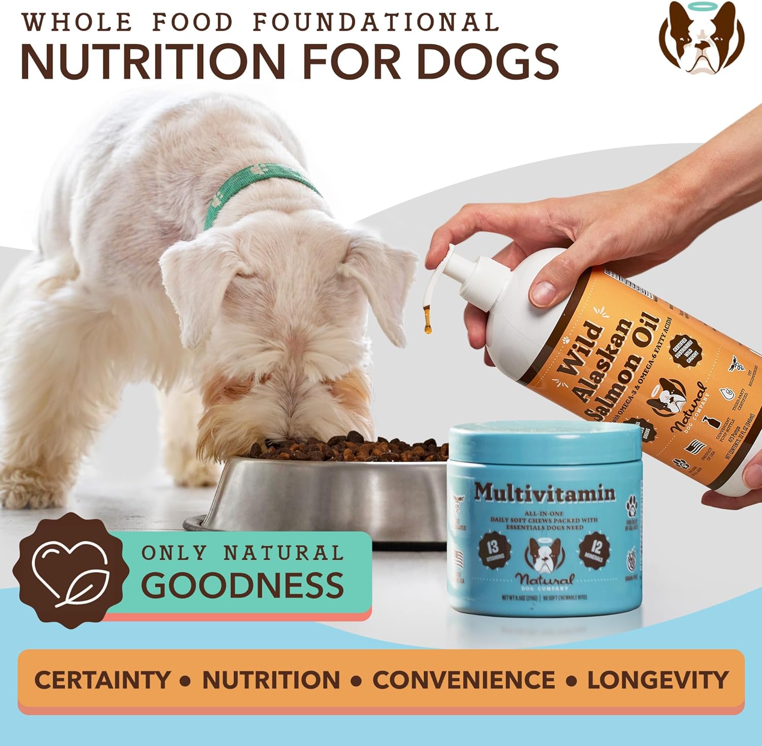 Natural Dog Company Multivitamin Chews (90 Pieces), Dog Vitamins and Supplements, Peanut Butter & Bacon Flavor, for Dogs of All Ages, Sizes, & Breeds, Supports Immune System, Antioxidant : Pet Supplies
