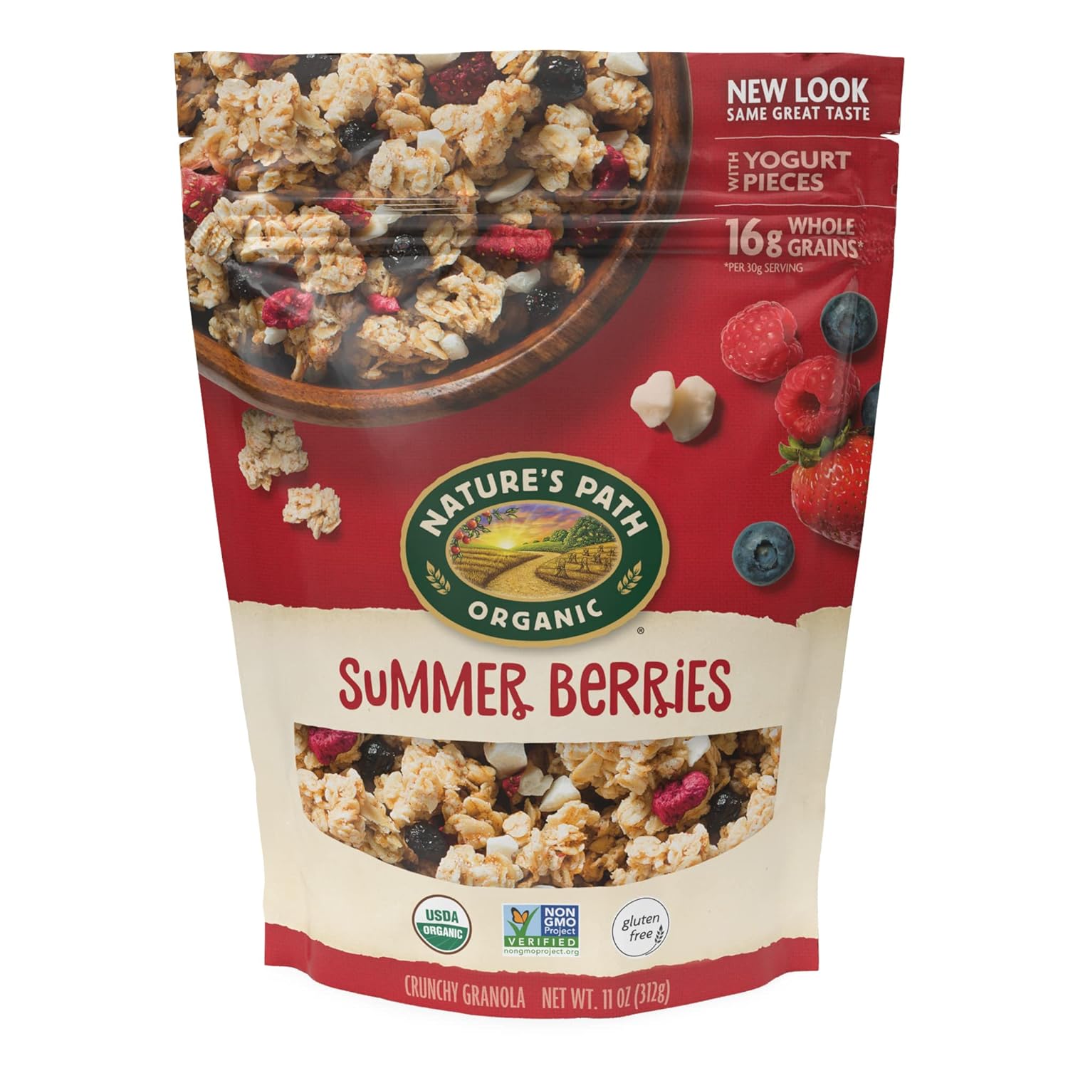 Nature's Path Organic Gluten Free Summer Berries Granola, Non-GMO, Antioxidants, 5g Plant Based Protein, 11 Ounce (Pack of 8)