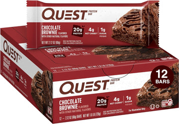 Quest Nutrition Chocolate Brownie Protein Bars, High Protein, Low Carb, Gluten Free, Keto Friendly, 12 Count