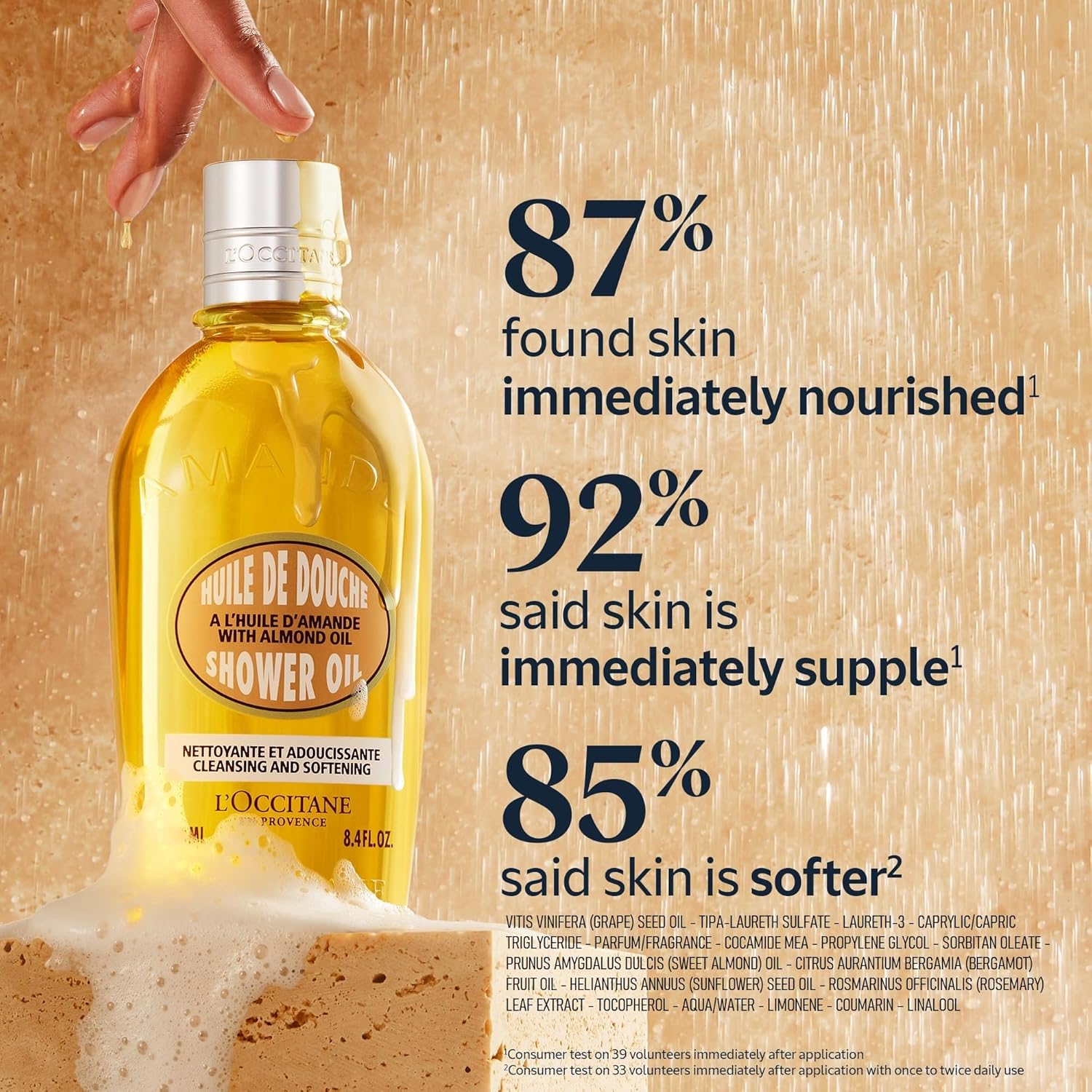 L'Occitane Cleansing & Softening Almond Shower Oil 16.90 Fl Oz : Beauty & Personal Care
