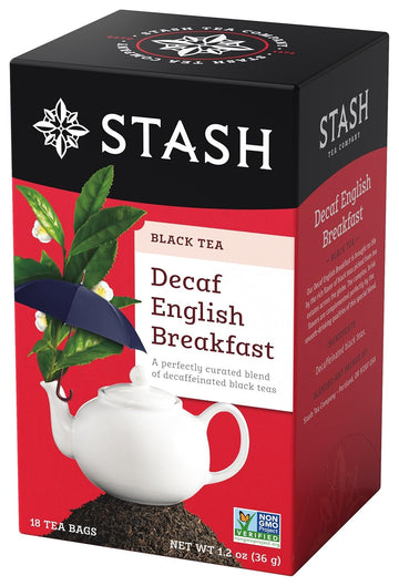 Stash Tea Decaf English Breakfast Black Tea - Decaf, Non-Gmo Project Verified Premium Tea With No Artificial Ingredients, 18 Count (Pack Of 6) - 108 Bags Total