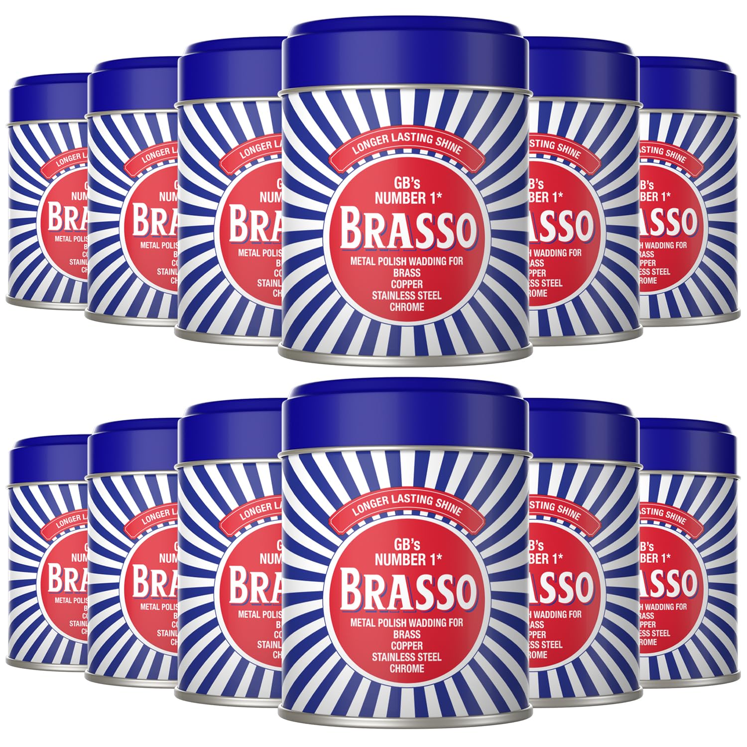 Brasso Metal Polish Wadding 12 X 75G | Multi-Metal Cleaner For Brass Copper Chrome & Stainless Steel | Pre-Soaked Cotton Wadding For Tarnish Removal & Shine Restoration | Bulk Cleaning Pack