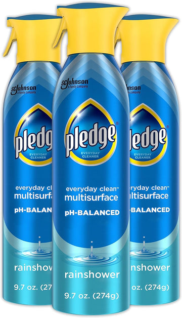 Pledge Everyday Clean Multi Surface Cleaner Spray, Ph Balanced To Clean 101 Surfaces, Rainshower Scent, 9.7 Oz (Pack Of 3)