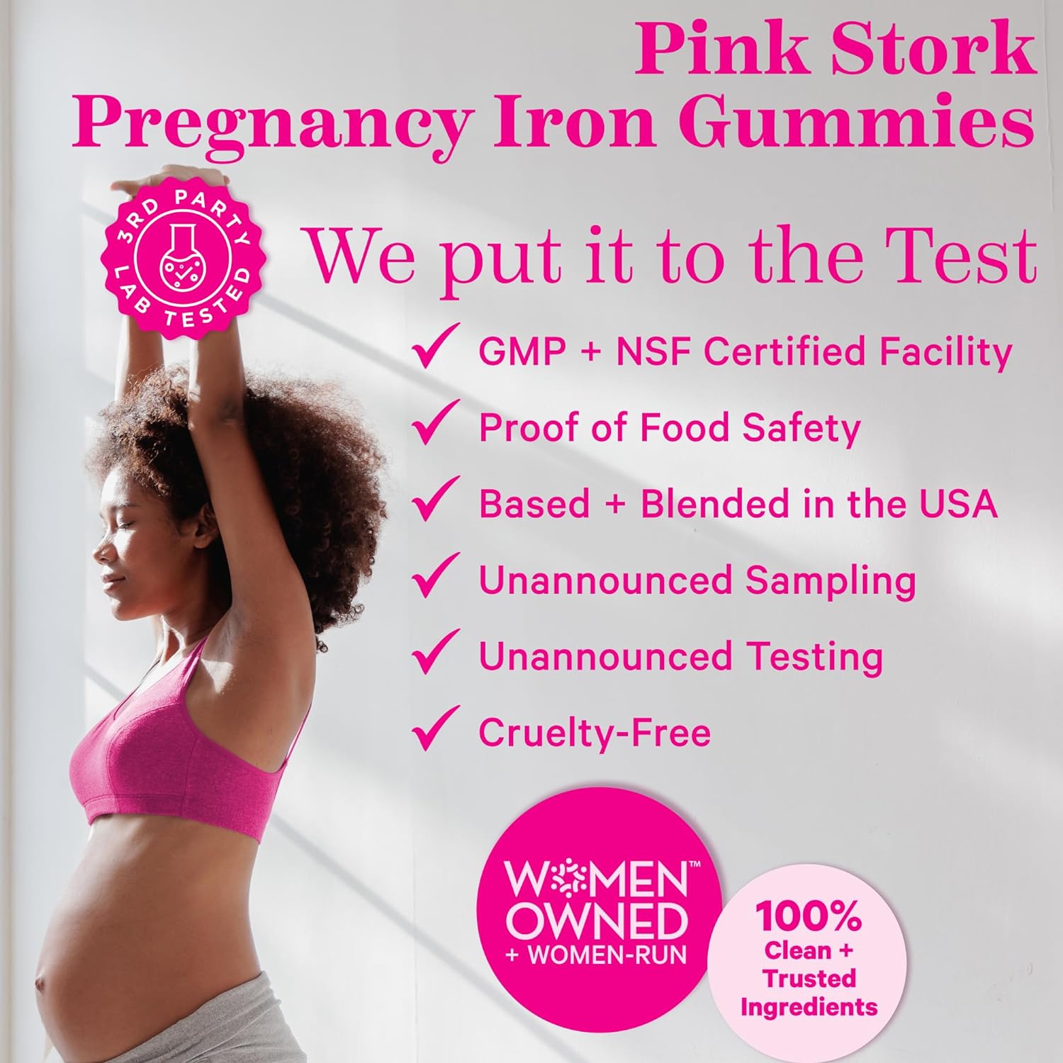 Pink Stork Prenatal Iron Supplement Gummies for Women - 20 mg Iron Gummy with Vitamin C - Grape Chewable for Iron Deficiency, Energy, & Blood Builder - 60 Gummy Chews : Health & Household