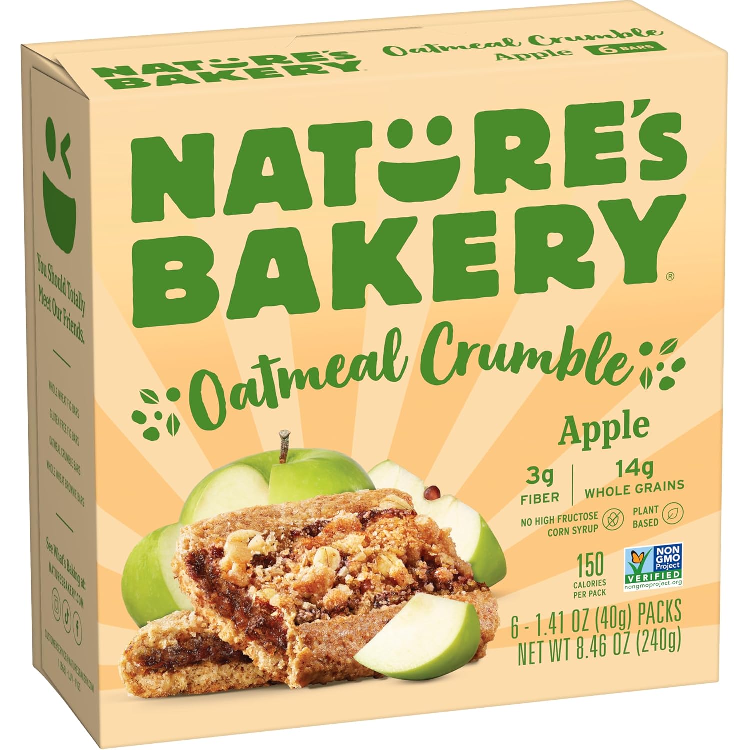 Nature'S Bakery Oatmeal Crumble Bars, Apple, Real Fruit, Vegan, Non-Gmo, Breakfast Bar, 1 Box With 12 Twin Packs (12 Twin Packs)